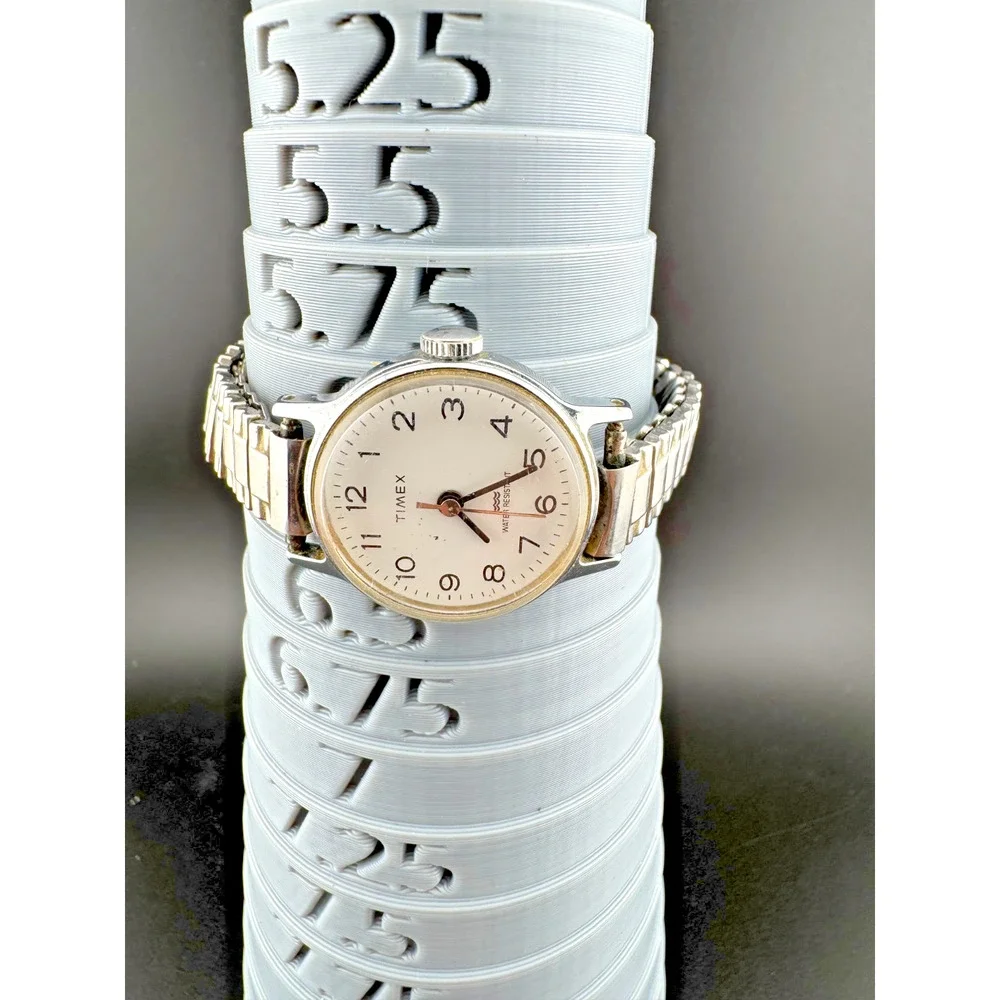 Vintage Timex Manual Wind Watch White Dial Steel Band
